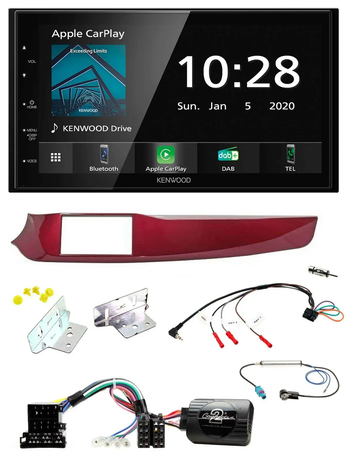 Kenwood Bluetooth Lenkrad DAB USB 2DIN Autoradio für Alfa Giulietta rot 940 2010