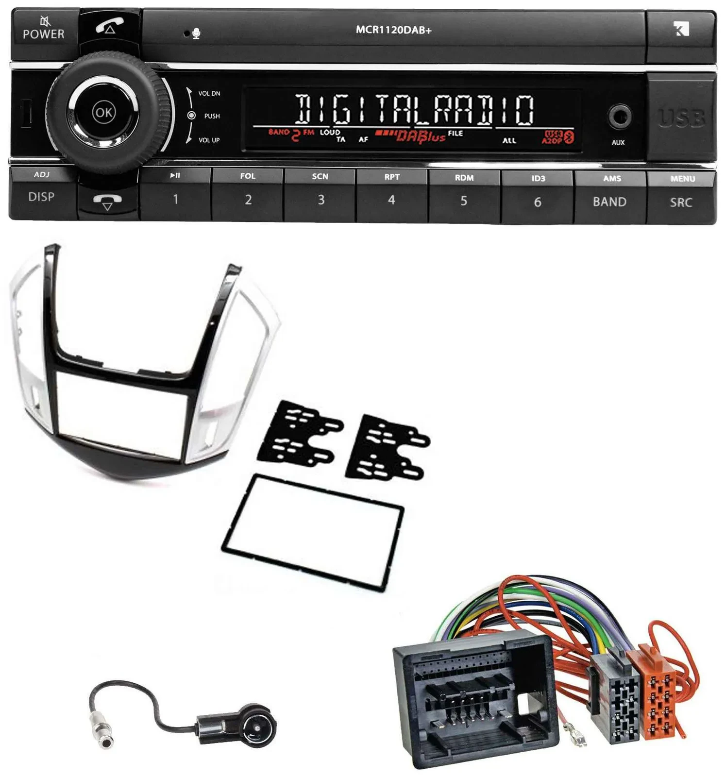 Kienzle Bluetooth MP3 USB DAB Autoradio für Chevrolet Cruze 2011-2016 silber