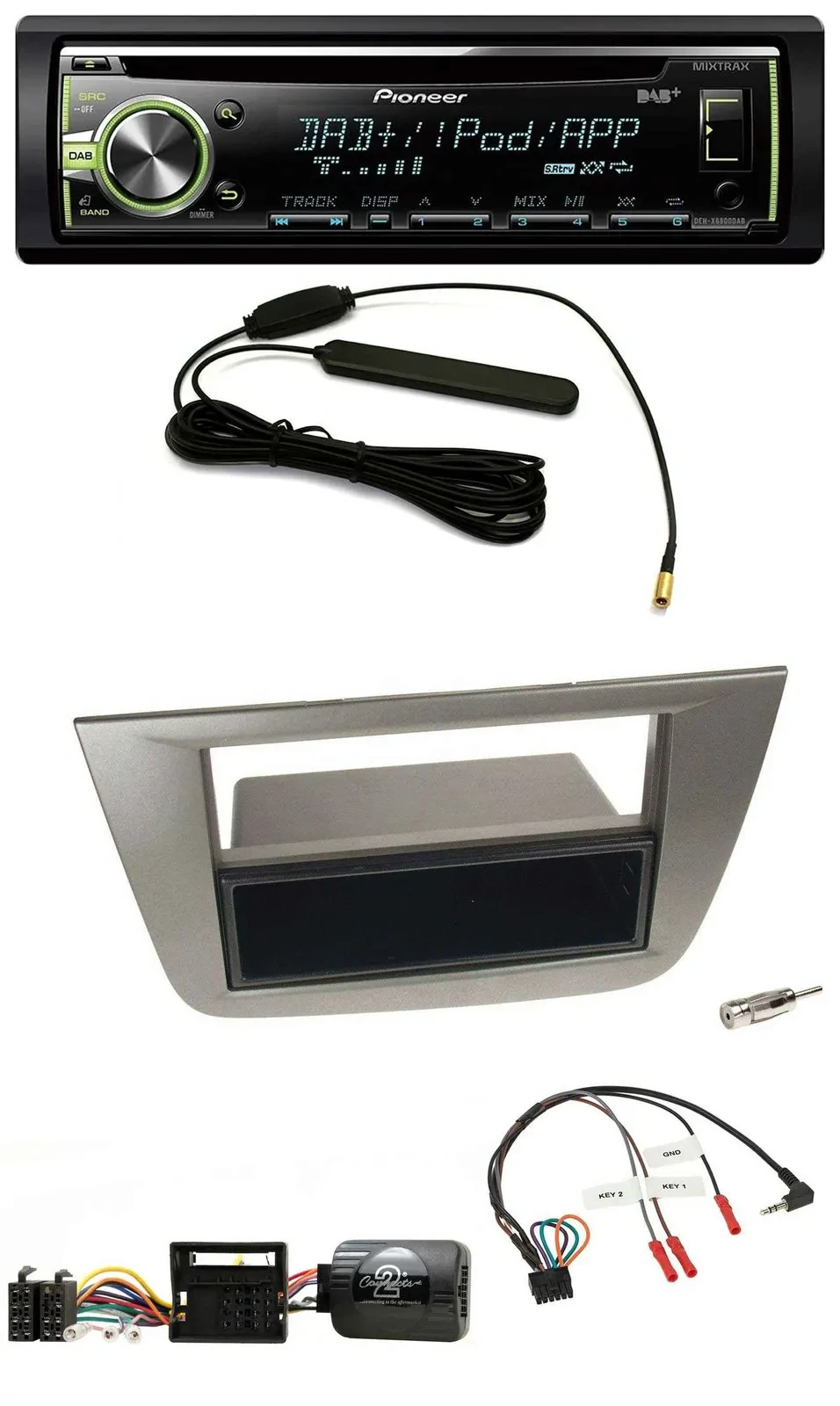 Pioneer MP3 USB CD DAB Lenkrad Autoradio für Seat Toledo Altea 2004-2009 anthraz