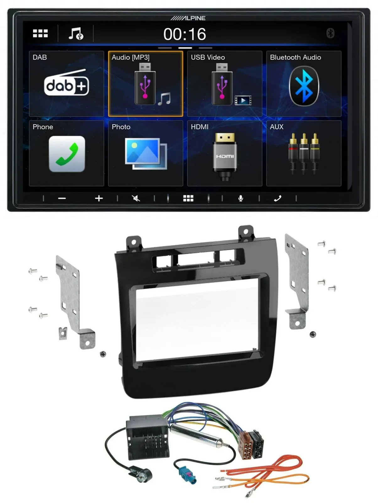 Alpine Bluetooth 2DIN MP3 DAB USB Autoradio für VW Touareg (2010-2014)