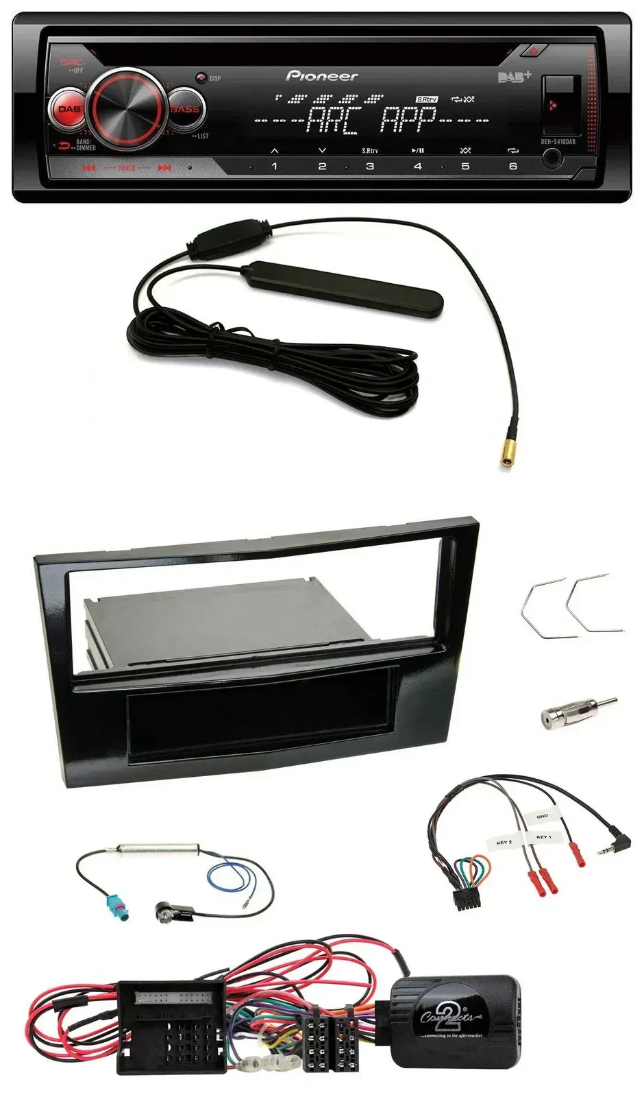 Автомагнитола Pioneer CD, USB, DAB, MP3 для Opel Corsa D (2009–2014), черный глянец, поддержка кнопок на руле