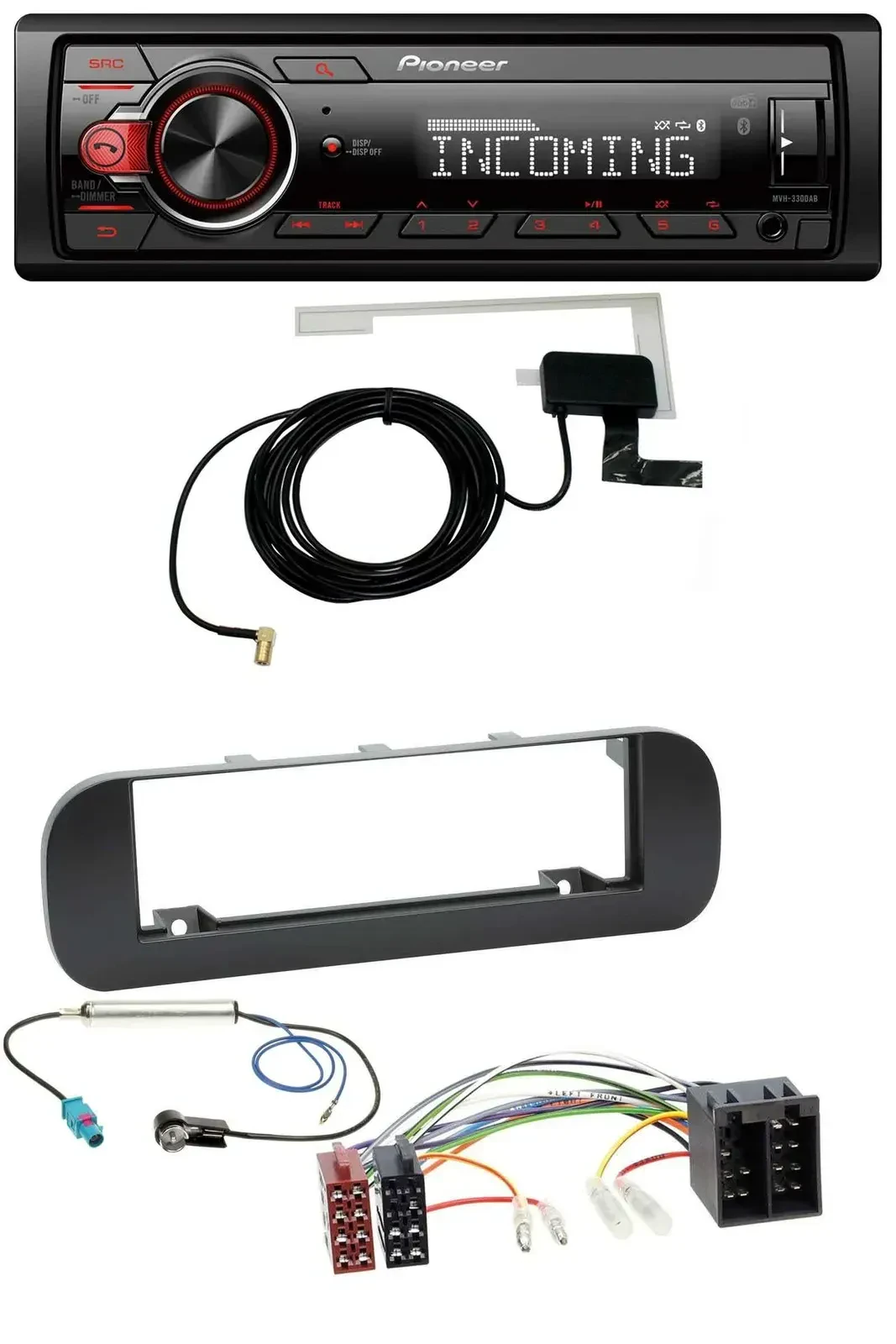 Автомагнитола Pioneer USB MP3 DAB Bluetooth для Fiat Panda (с 2012), черная
