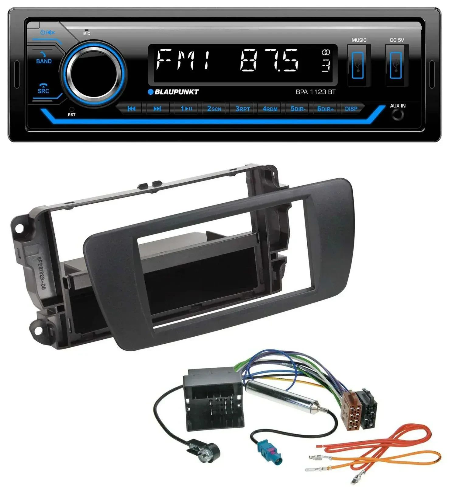 Blaupunkt MP3 Bluetooth USB AUX Autoradio für Seat Ibiza 6J ab 08 nitschwarz AN1