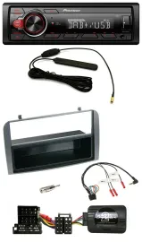 Автомагнитола для Alfa Romeo 147/GT Pioneer MP3 DAB 1 DIN USB, антрацит, совместима с кнопками на руле, с нишей