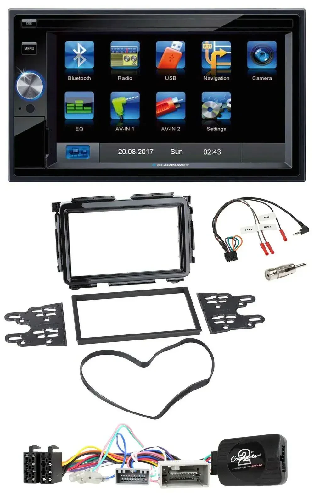 Blaupunkt 2DIN Bluetooth TMC USB Lenkrad SD Navigation für Honda HR-V RU ab 2015