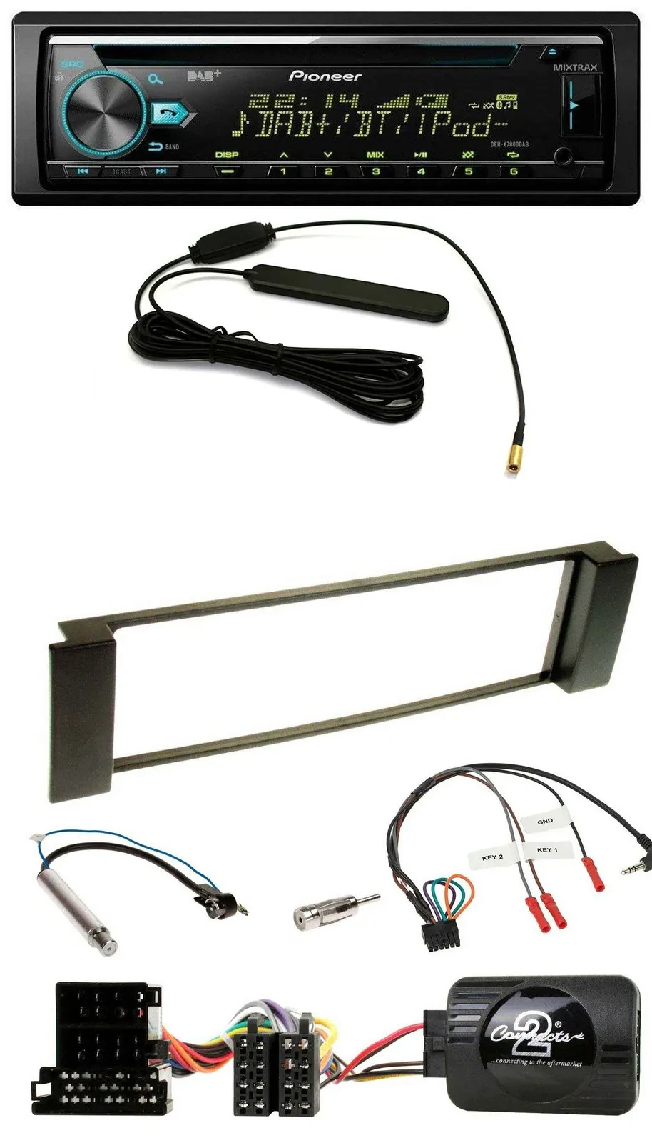 Автомагнитола Pioneer CD/MP3, DAB, USB, поддержка кнопок на руле для Audi A3/A6 (2000–2004)