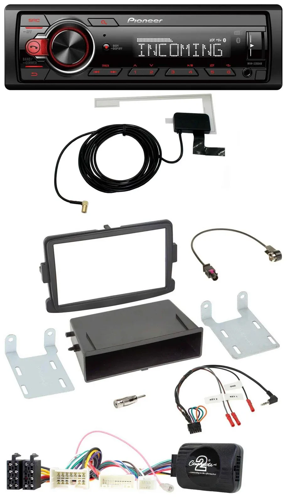 Автомагнитола Pioneer USB, DAB, Bluetooth, с поддержкой управления на руле, для Dacia Logan/Sandero (с 2012), черная