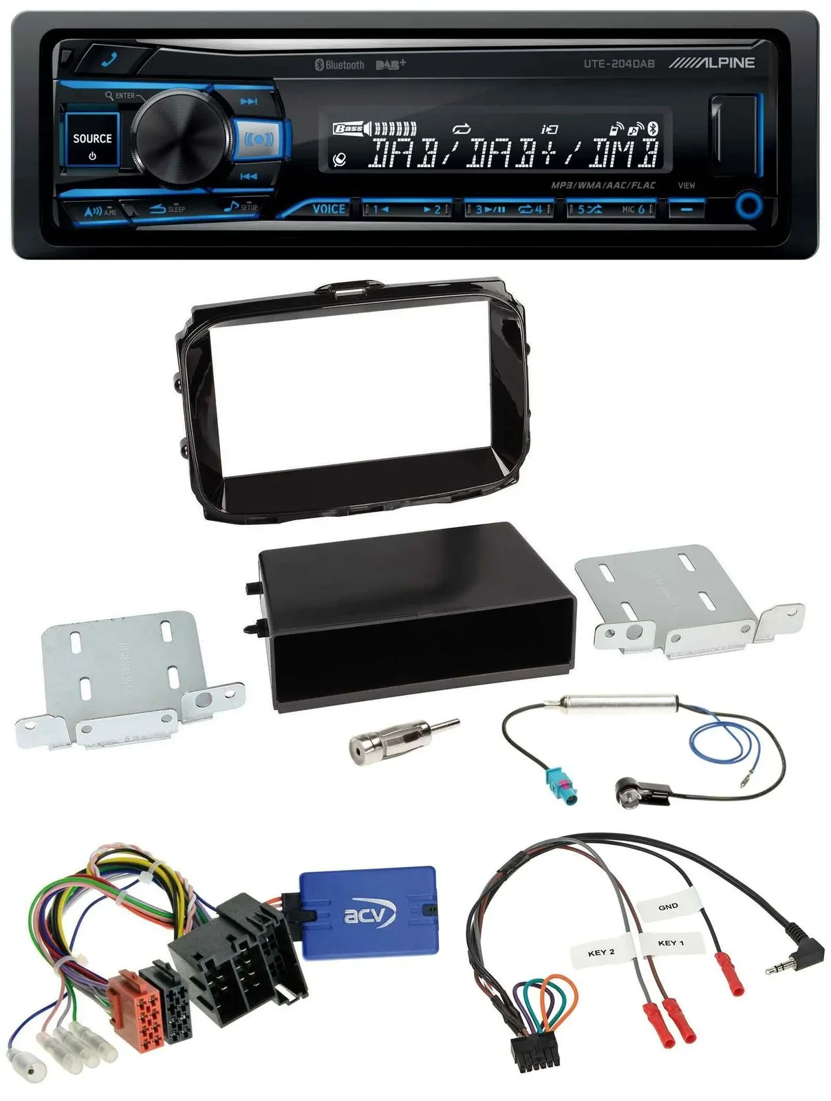 Alpine USB Bluetooth DAB Lenkrad Autoradio für Alfa Romeo Giulietta 13-21 ISO pi