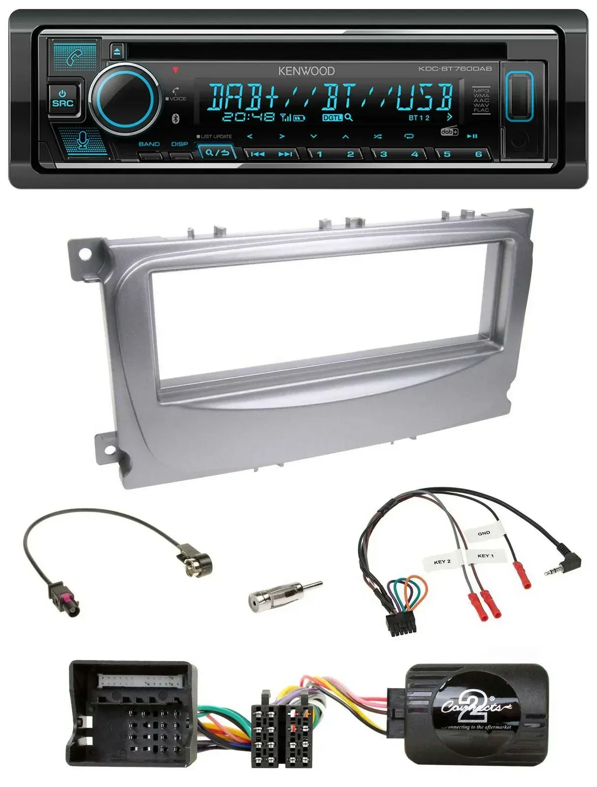 Автомагнитола Kenwood Bluetooth, DAB, USB, CD для Ford S-Max/Mondeo (2007–2014)
