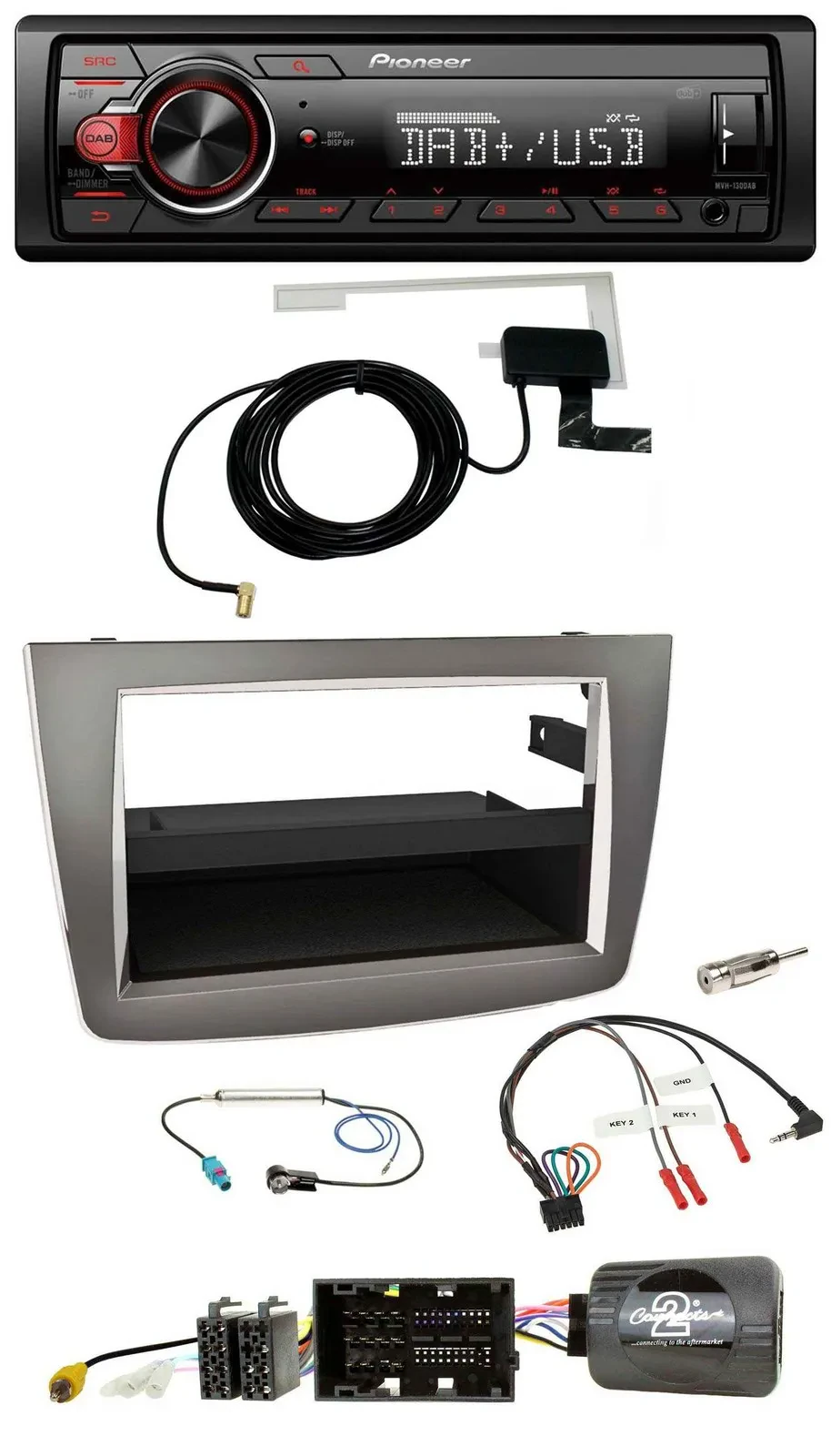 Автомагнитола для Alfa Romeo Mito (2014–2018) Pioneer 1-DIN MP3 DAB USB серебристый