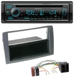 Автомагнитола Kenwood MP3, Bluetooth, DAB, USB, CD для Fiat Idea (350, 03–11) серый