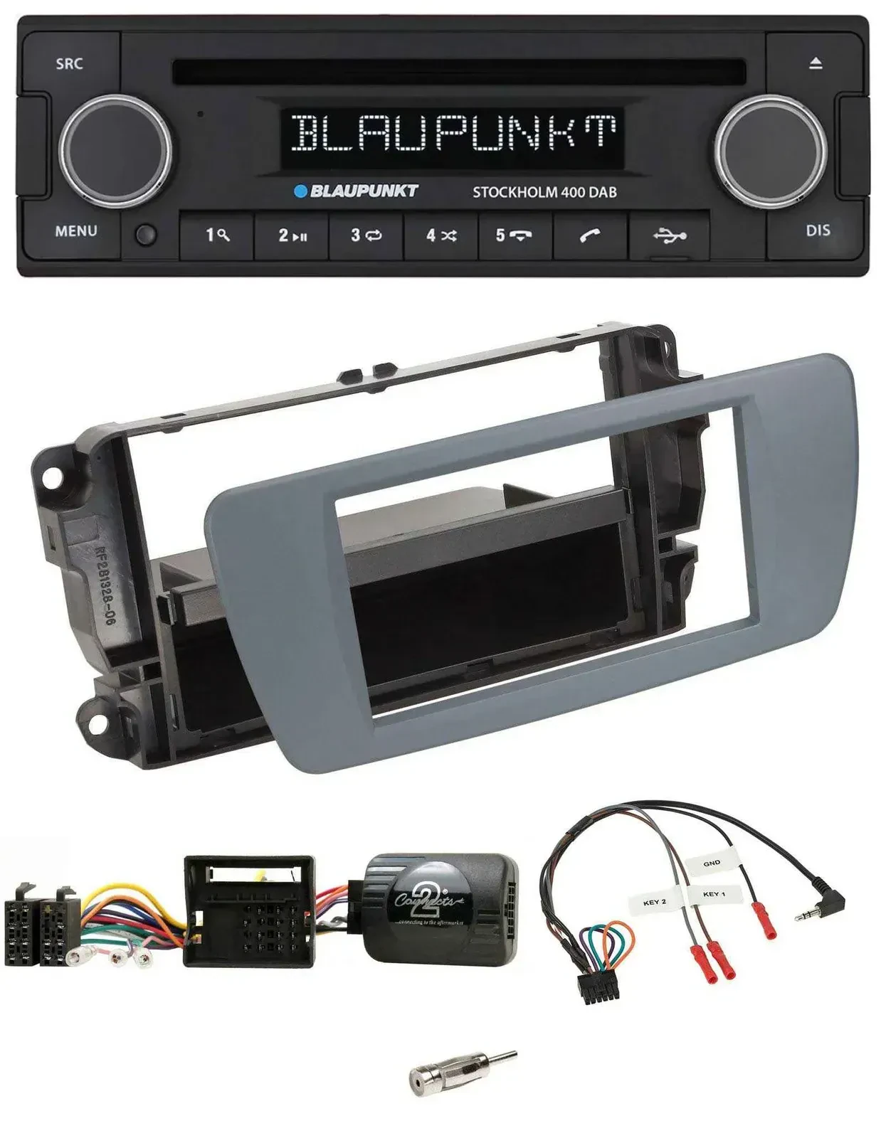 Blaupunkt Lenkrad Bluetooth DAB CD USB Autoradio für Seat Ibiza conemaragrau