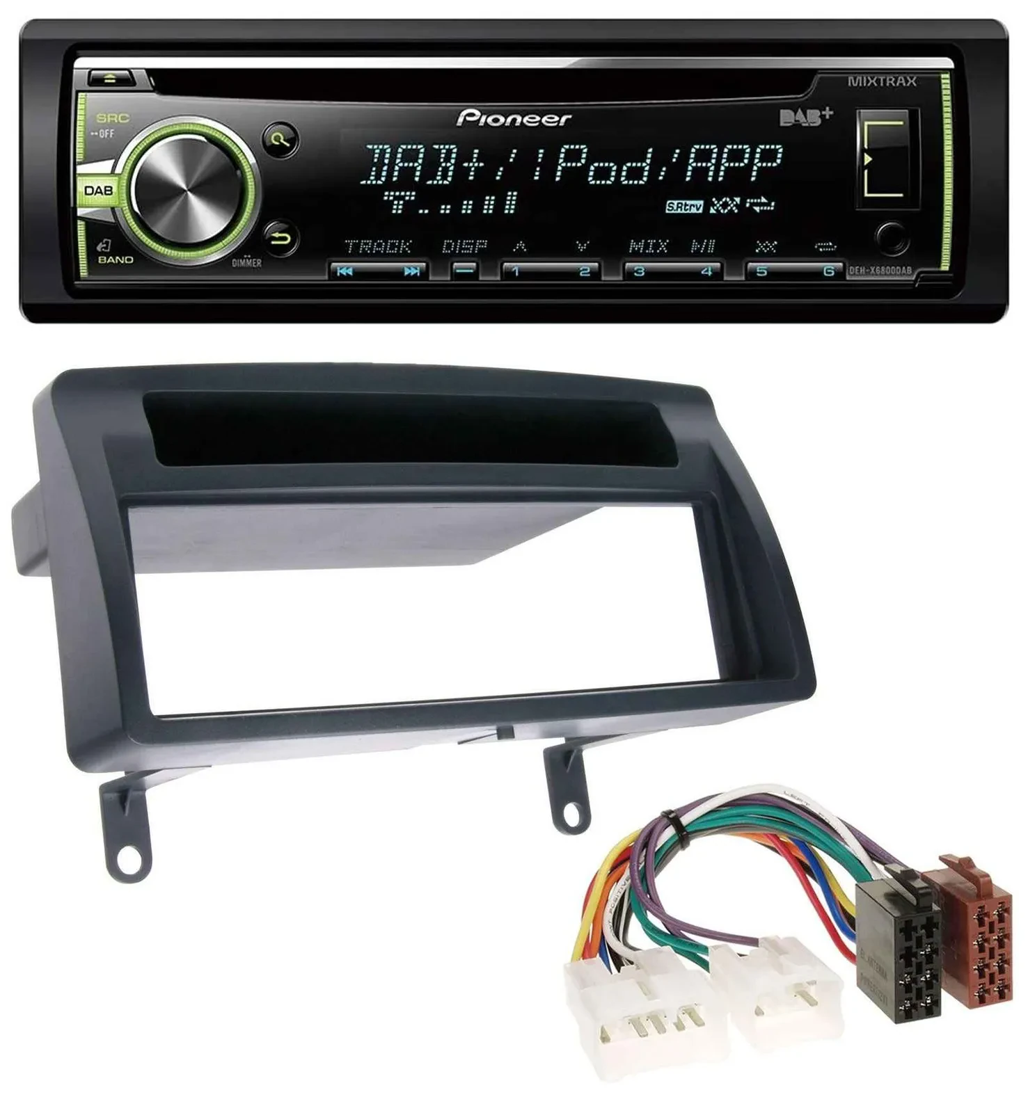 Pioneer DAB USB MP3 AUX CD Autoradio für Toyota Corolla E12 2003-2008 dunkelgrau