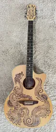 Luna HEN DRA SPR Henna Dragon Spruce &Mahogany Acoustic Electric Cutaway Guitar