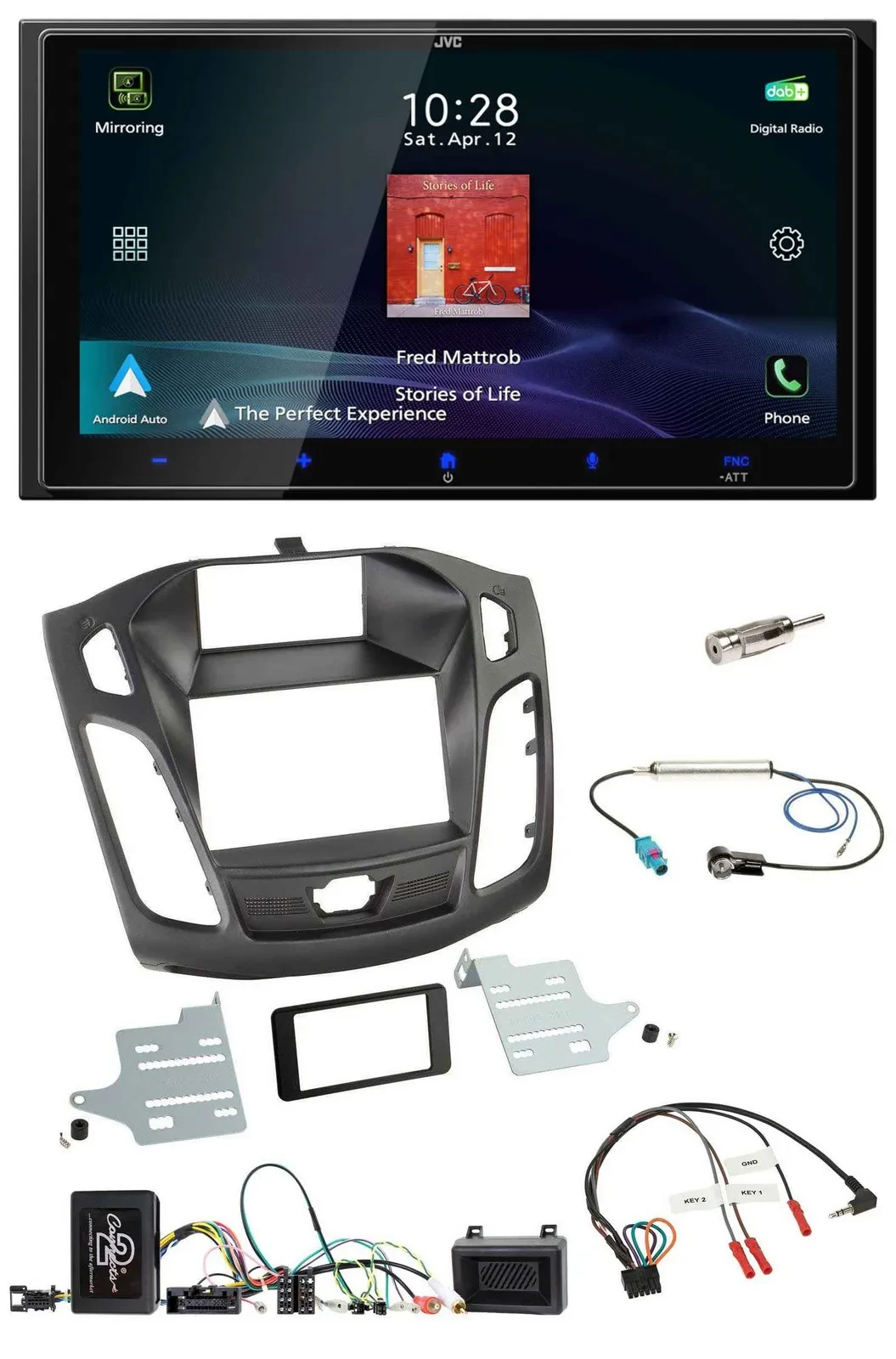 JVC USB Bluetooth 2DIN DAB Lenkrad Autoradio für Ford Focus 2011-2014