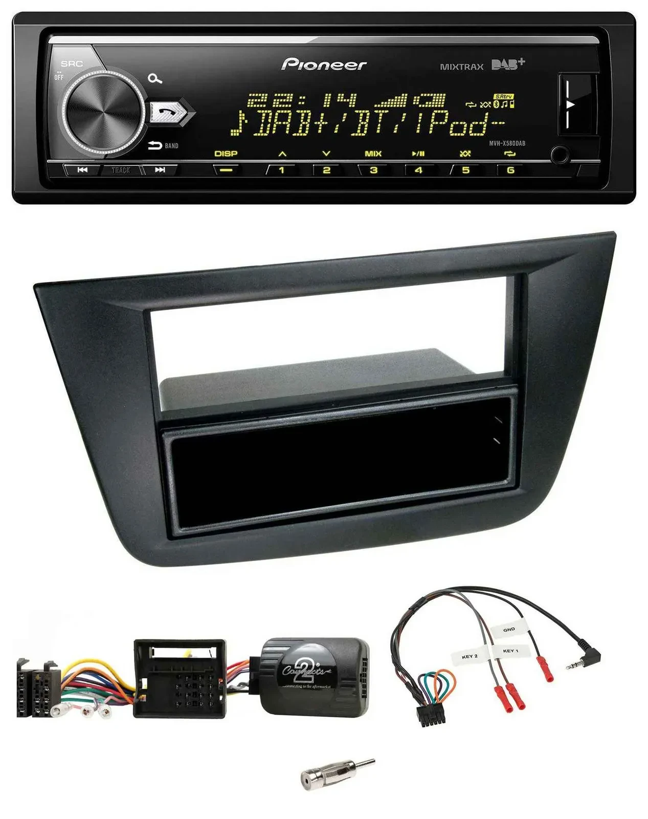 Автомагнитола Pioneer Bluetooth USB DAB для Seat Altea/Toledo (2004–2009) черная
