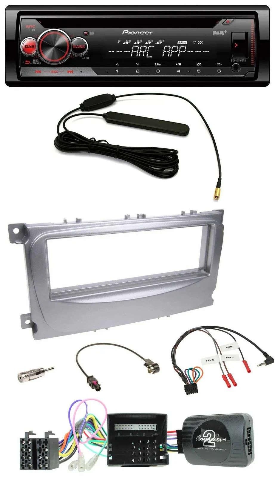 Pioneer CD USB Lenkrad DAB MP3 Autoradio für Ford S-Max Mondeo Can-Bus 07-14 sil