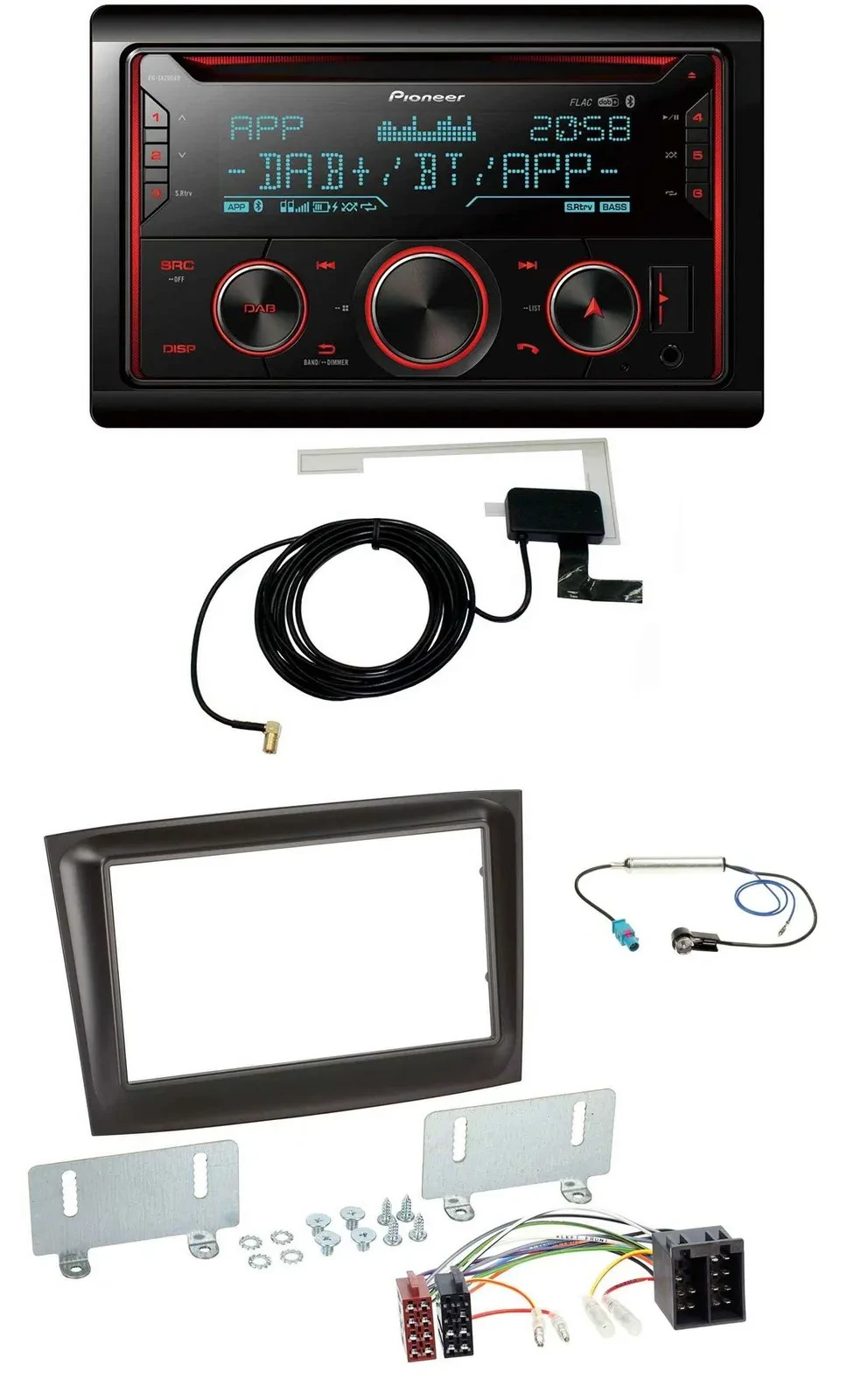 Автомагнитола Pioneer 2DIN MP3 DAB USB CD Bluetooth для Fiat Doblo (с 2015), черный