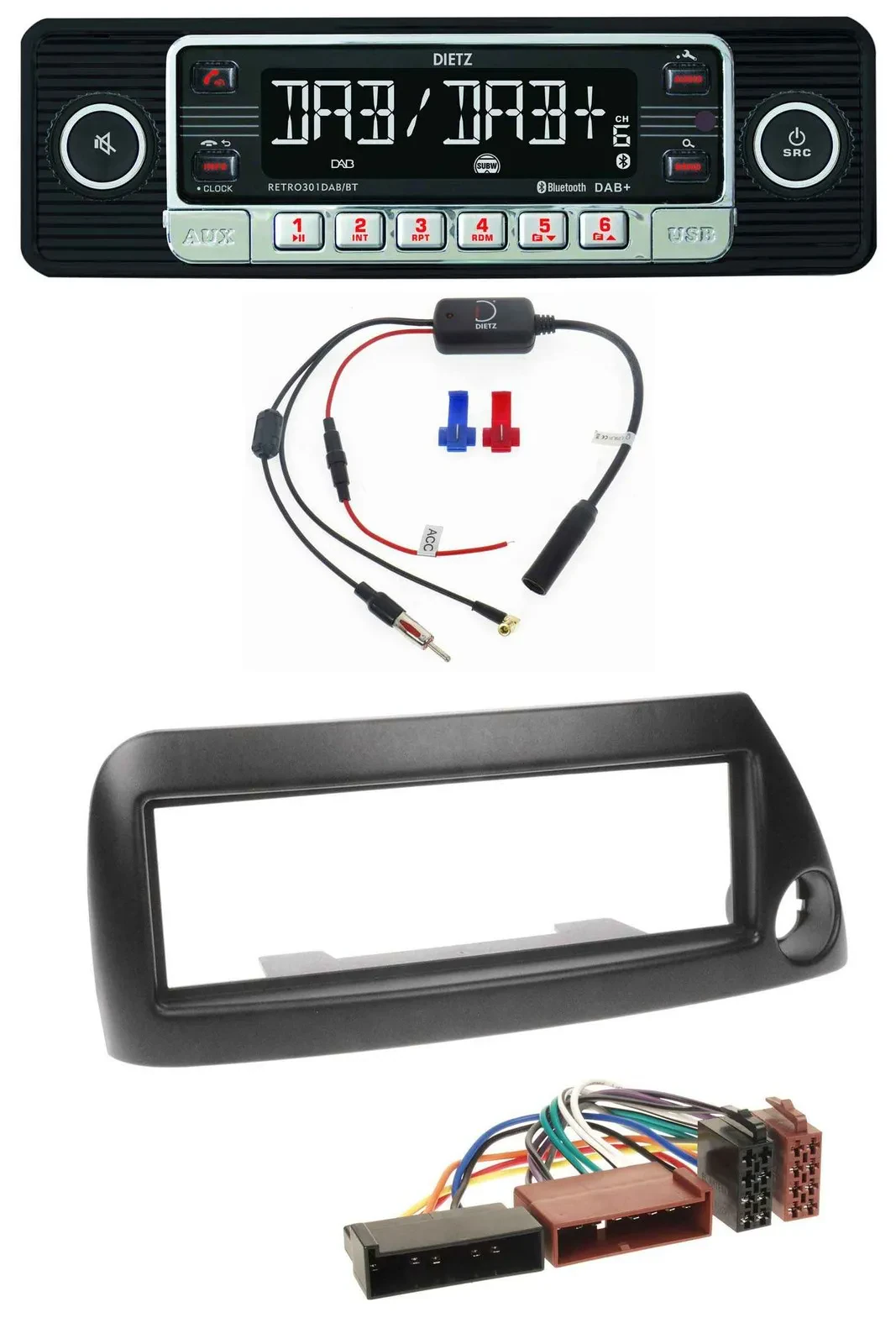 Автомагнитола Dietz MP3 DAB Bluetooth USB для Ford Ka (до 2008) черный