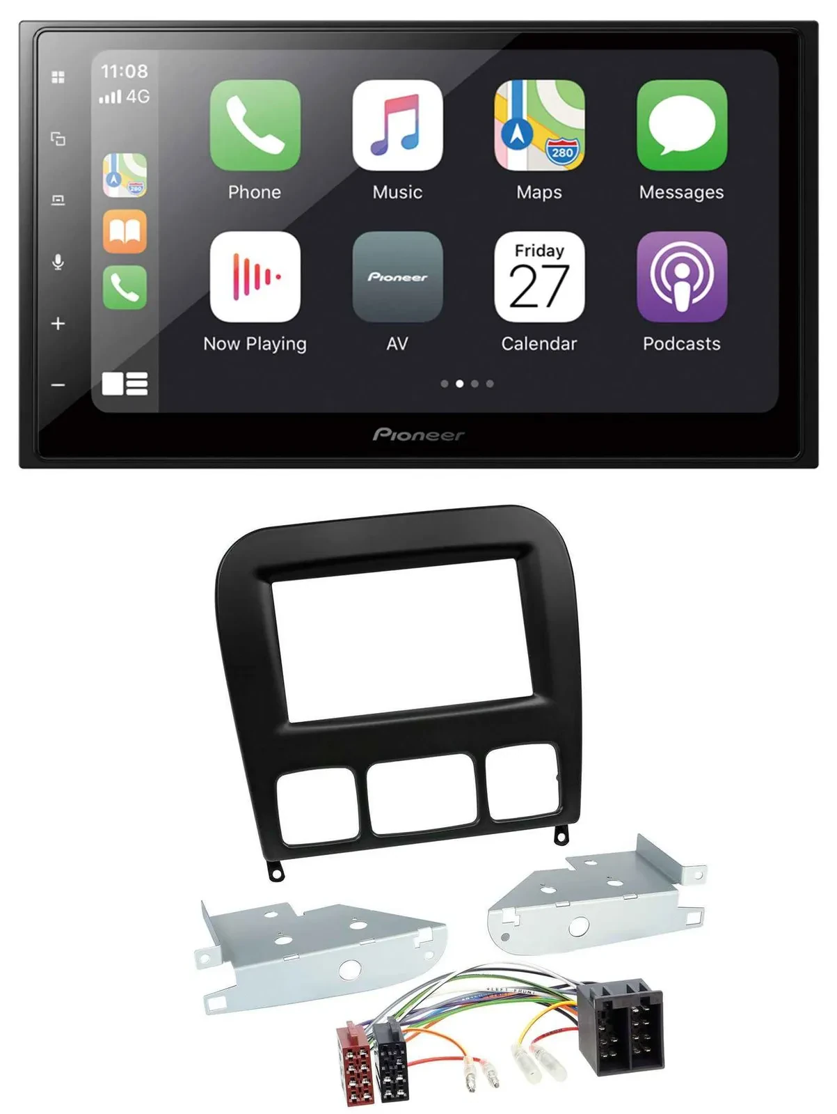 Автомагнитола Pioneer 2-DIN, Bluetooth, DAB, USB, MP3 для Mercedes S-Class 1998–2005, чёрный