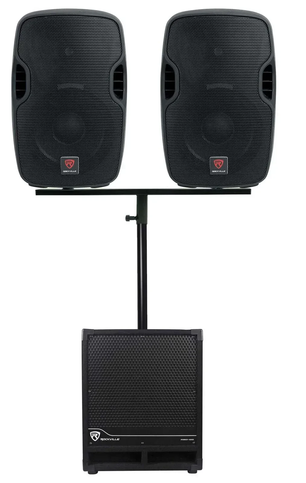 PA система для DJ Rockville (2) BPA10+DP Mount+RSP36+RBG12S (набор, 2x 10" активные акустические системы + 12" активный сабвуфер, Dual Mount)