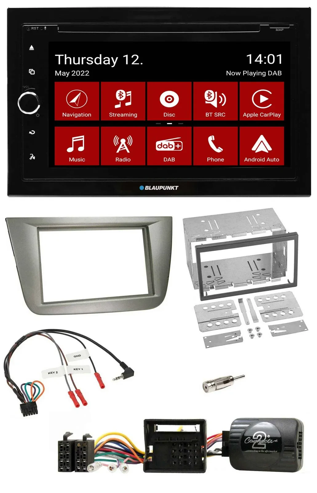 Blaupunkt 2DIN Lenkrad Bluetooth USB TMC DAB Navigation für Seat Toledo Altea si