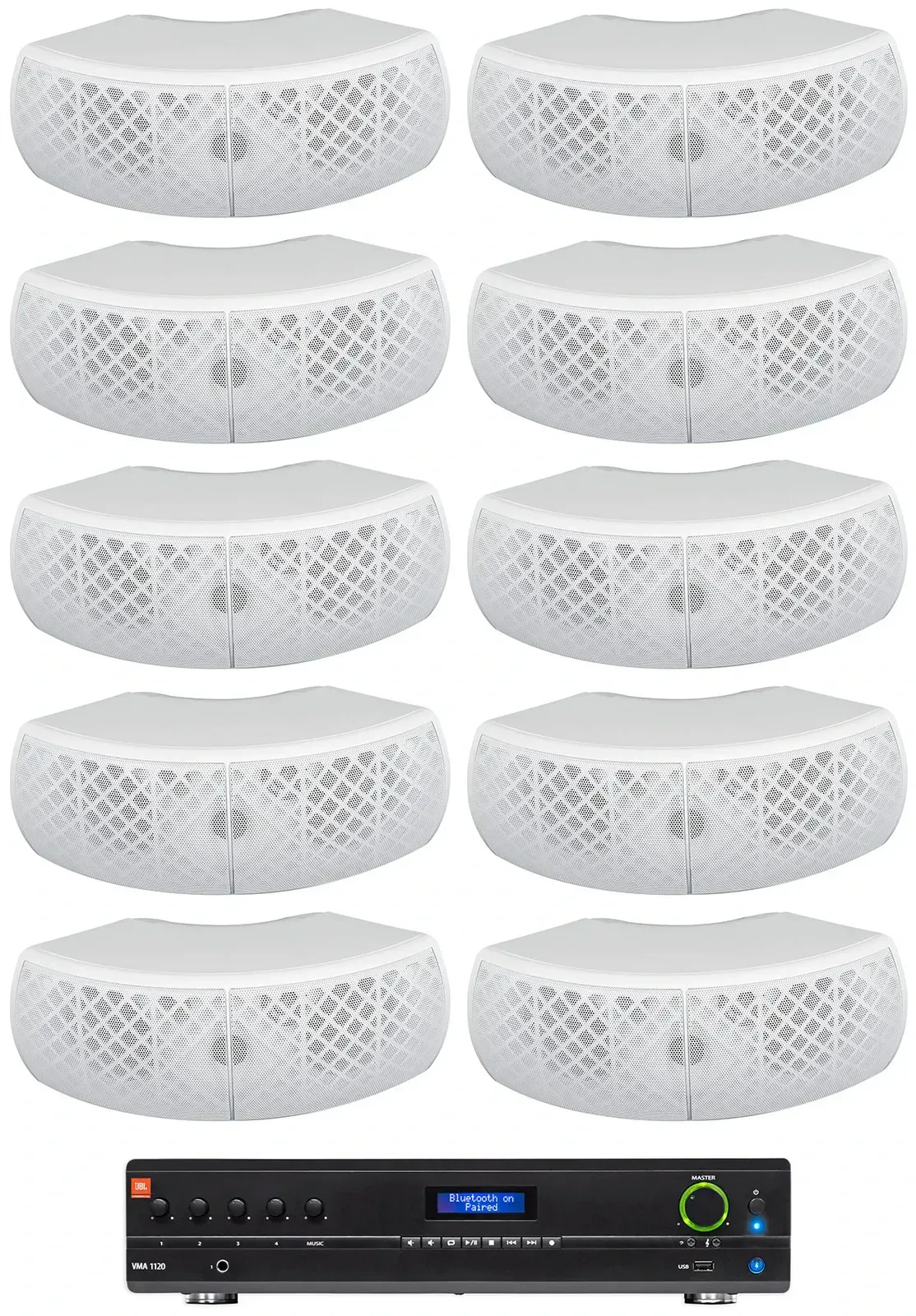 Настенная акустика JBL WET-D4 White с усилителем (10 штук)