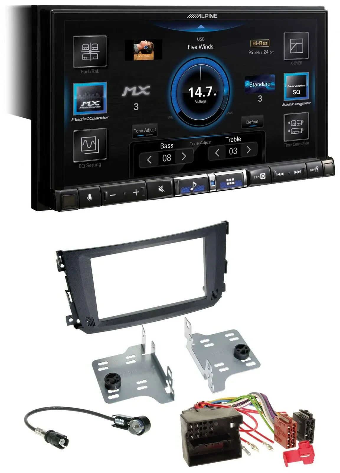 Alpine DAB 2DIN USB Bluetooth MP3 Autoradio für Smart ForTwo 2010-14 Quadlock
