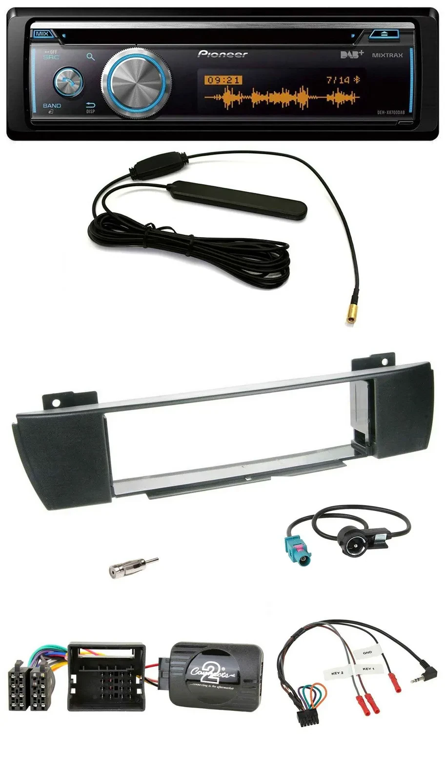 Pioneer CD USB Bluetooth DAB Lenkrad Autoradio für BMW X3 E83 2004-2010 mittig