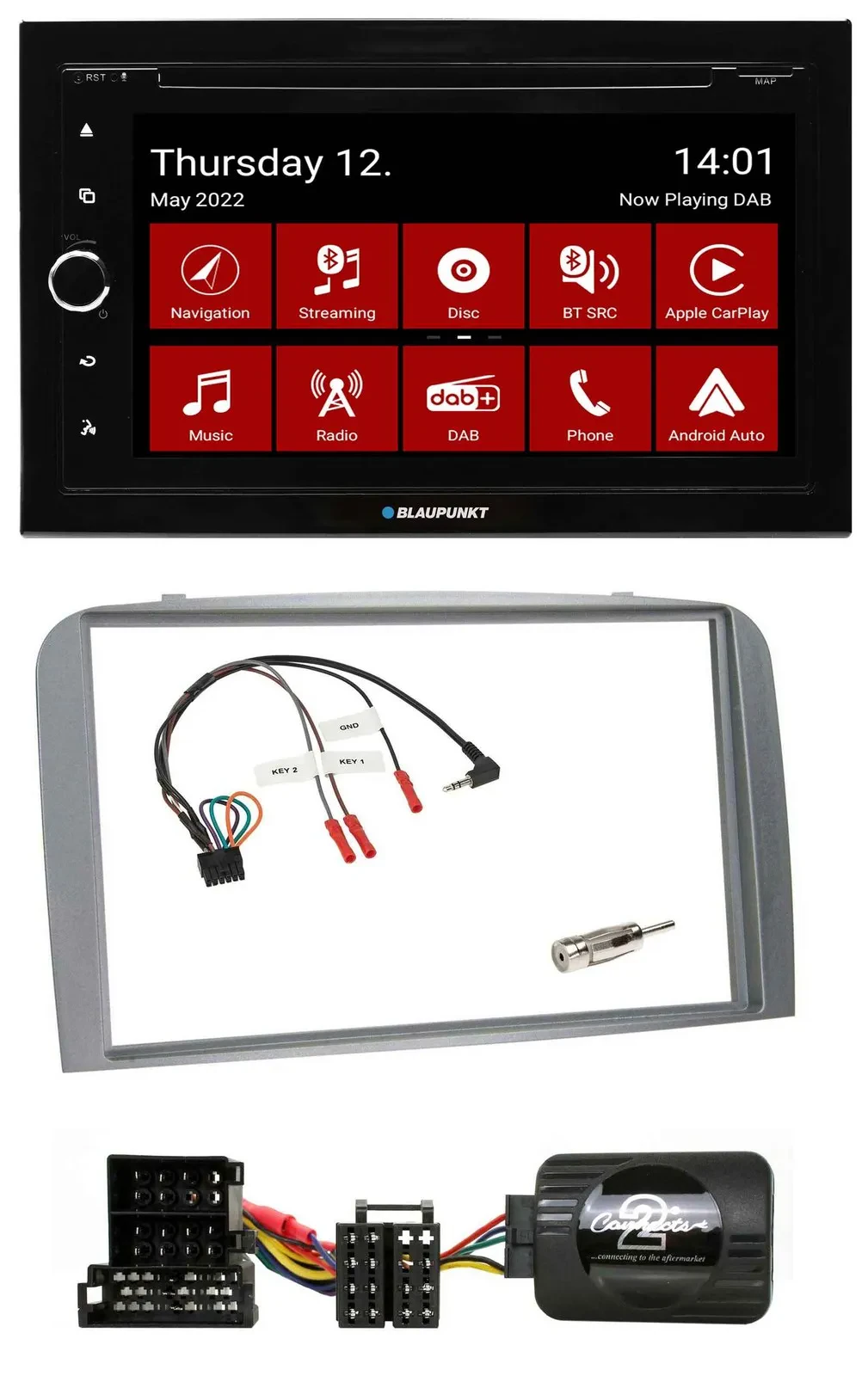 Blaupunkt 2DIN Lenkrad Bluetooth USB TMC DAB Navigation für Alfa Romeo 147 GT 04