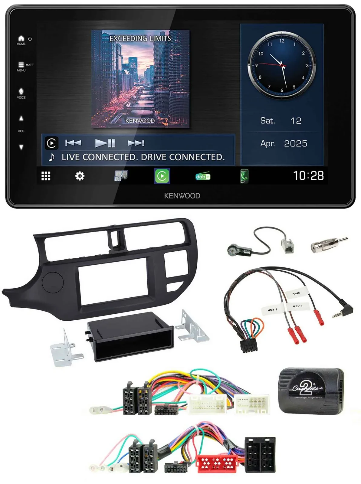 Kenwood Lenkrad Bluetooth USB DAB Autoradio für Kia Rio UB 2011-2015 schwarz