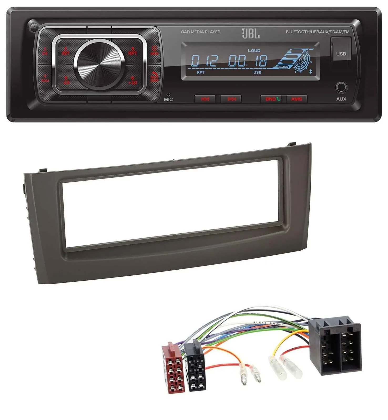 Автомагнитола для Fiat Grande Punto JBL Bluetooth, USB, SD, AUX, черная