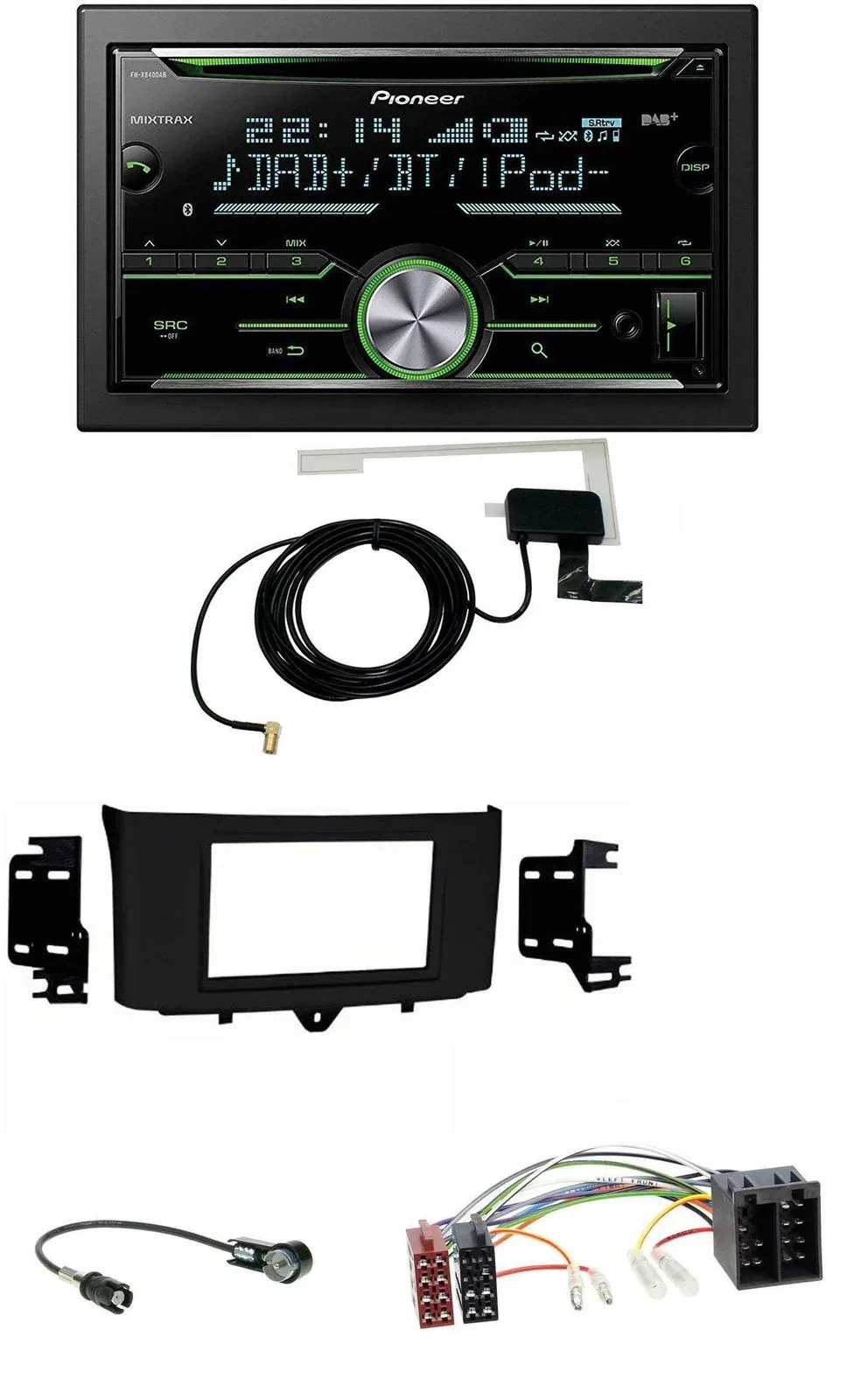 Автомагнитола Pioneer 2DIN CD USB MP3 Bluetooth DAB для Smart ForTwo (2010–2015) ISO