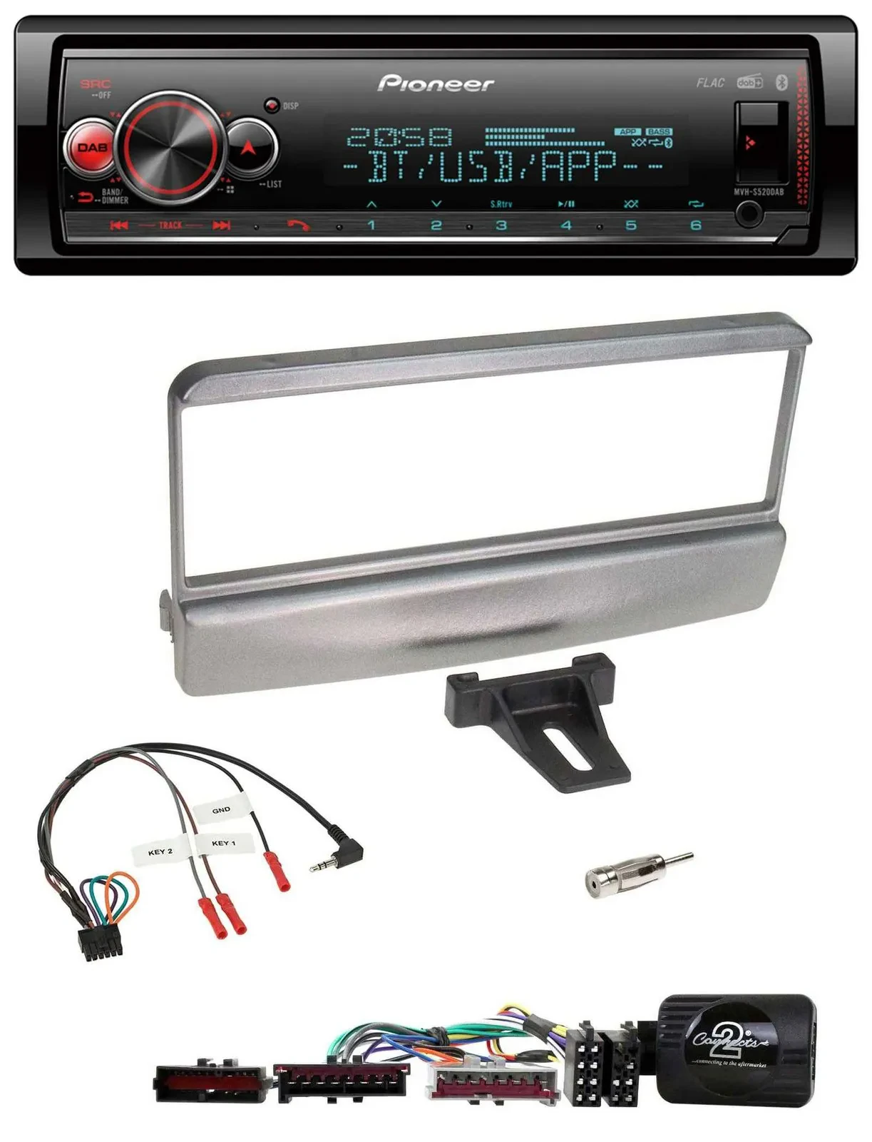 Pioneer Bluetooth USB Lenkrad DAB Autoradio für Ford Mondeo 2000-2002 silber