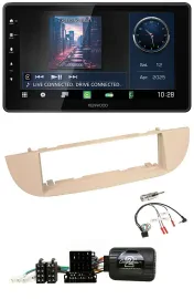 Kenwood Lenkrad Bluetooth USB DAB Autoradio für Fiat 500 ab 2007 perlgrau beige