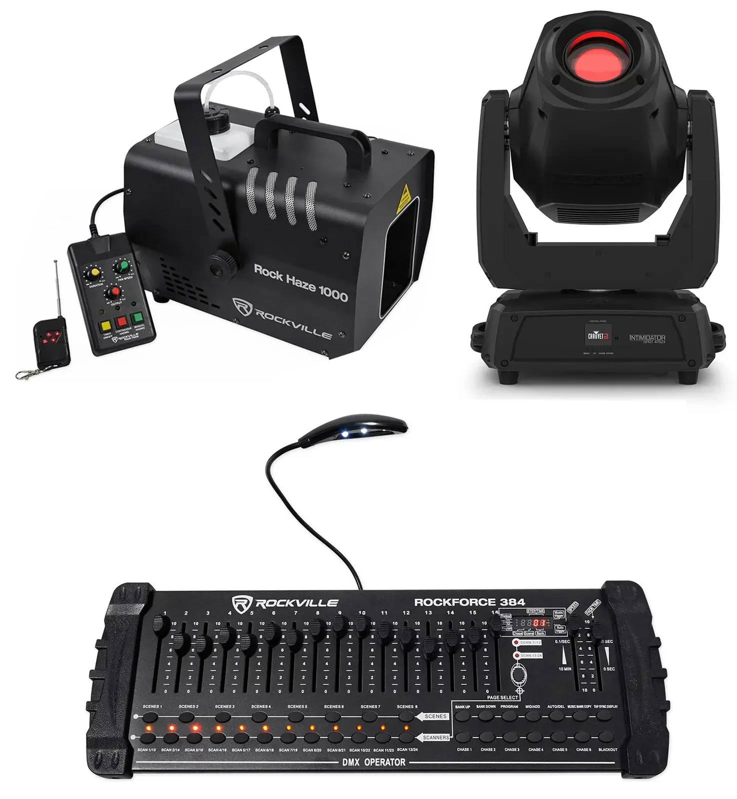 Комплект светового оборудования Chauvet DJ Intimidator Spot 475ZX +ROCKHAZE 1000 + ROCKFORCE