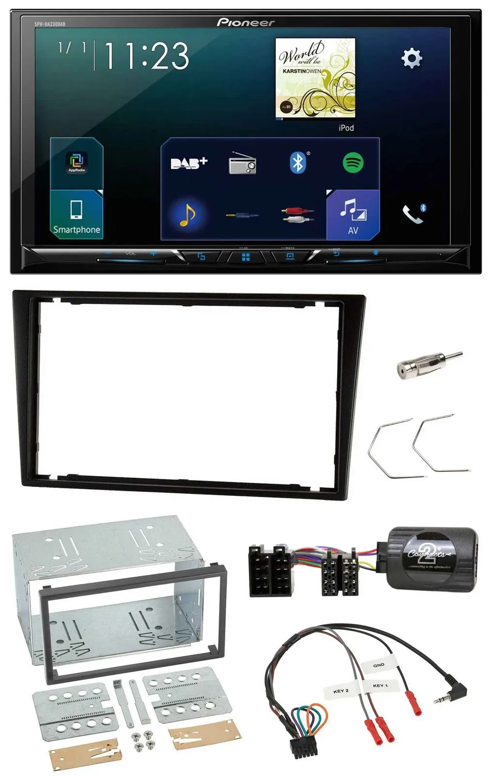 Pioneer Lenkrad Bluetooth USB 2DIN DAB Autoradio für Opel Corsa C Omega B Agila