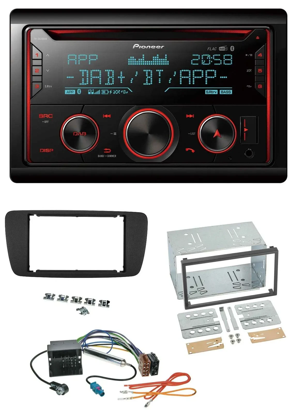 Pioneer 2DIN DAB MP3 Bluetooth USB CD Autoradio für Seat Ibiza ab 08 nitschwarz