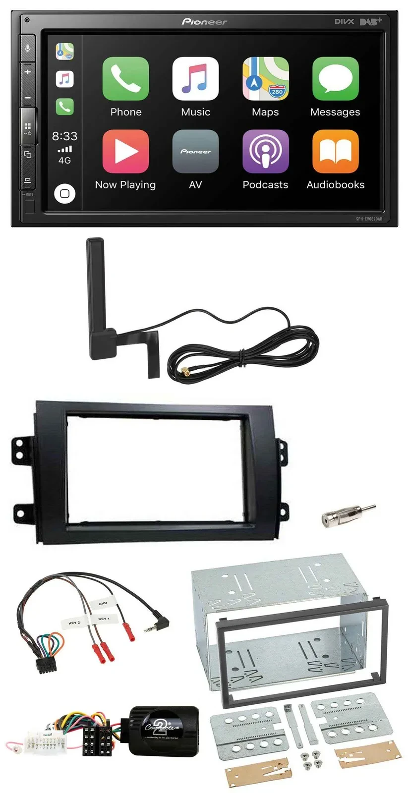 Pioneer USB 2DIN Bluetooth DAB Lenkrad Autoradio für Fiat Sedici Suzuki SX4