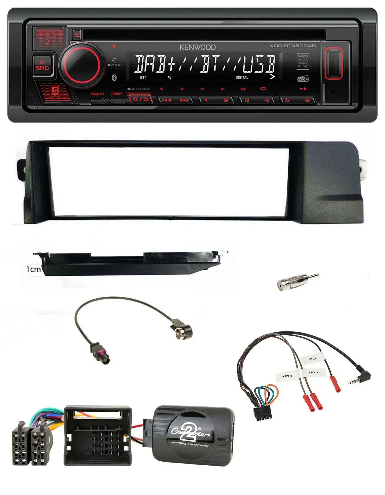 Kenwood Lenkrad CD USB Bluetooth DAB Autoradio für BMW 3er E46 Profi 2001-2007