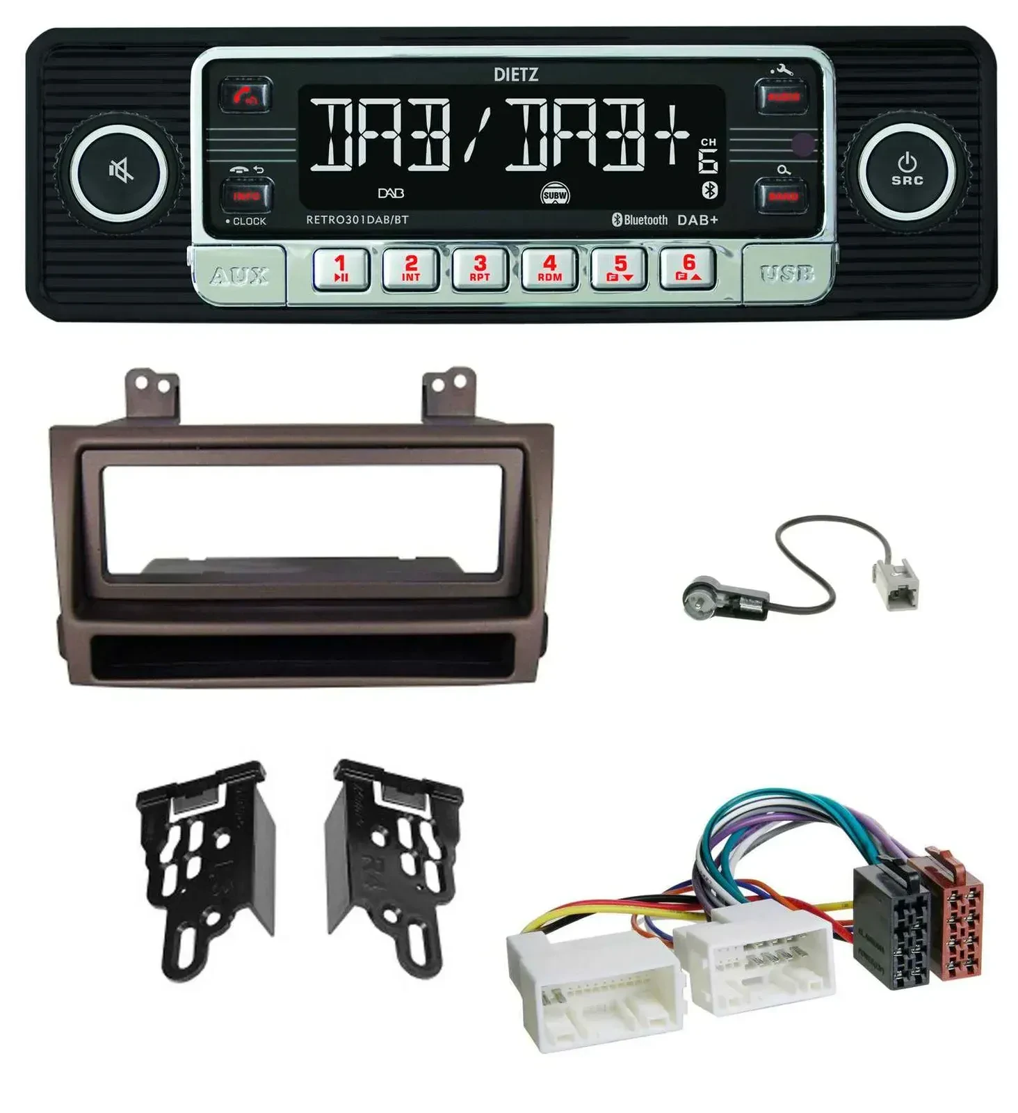 Dietz USB DAB MP3 Bluetooth Autoradio für Hyundai Sonata ab 09 dunkelbraun metal