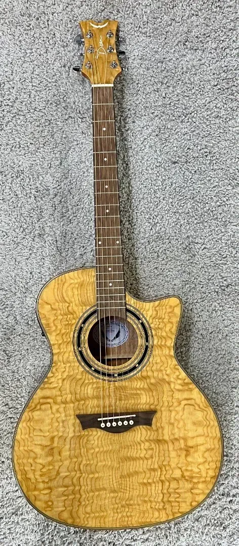 Dean EQA GN Exotica Quilt Ash Acoustic-Electric Guitar in a Gloss Natural Finish