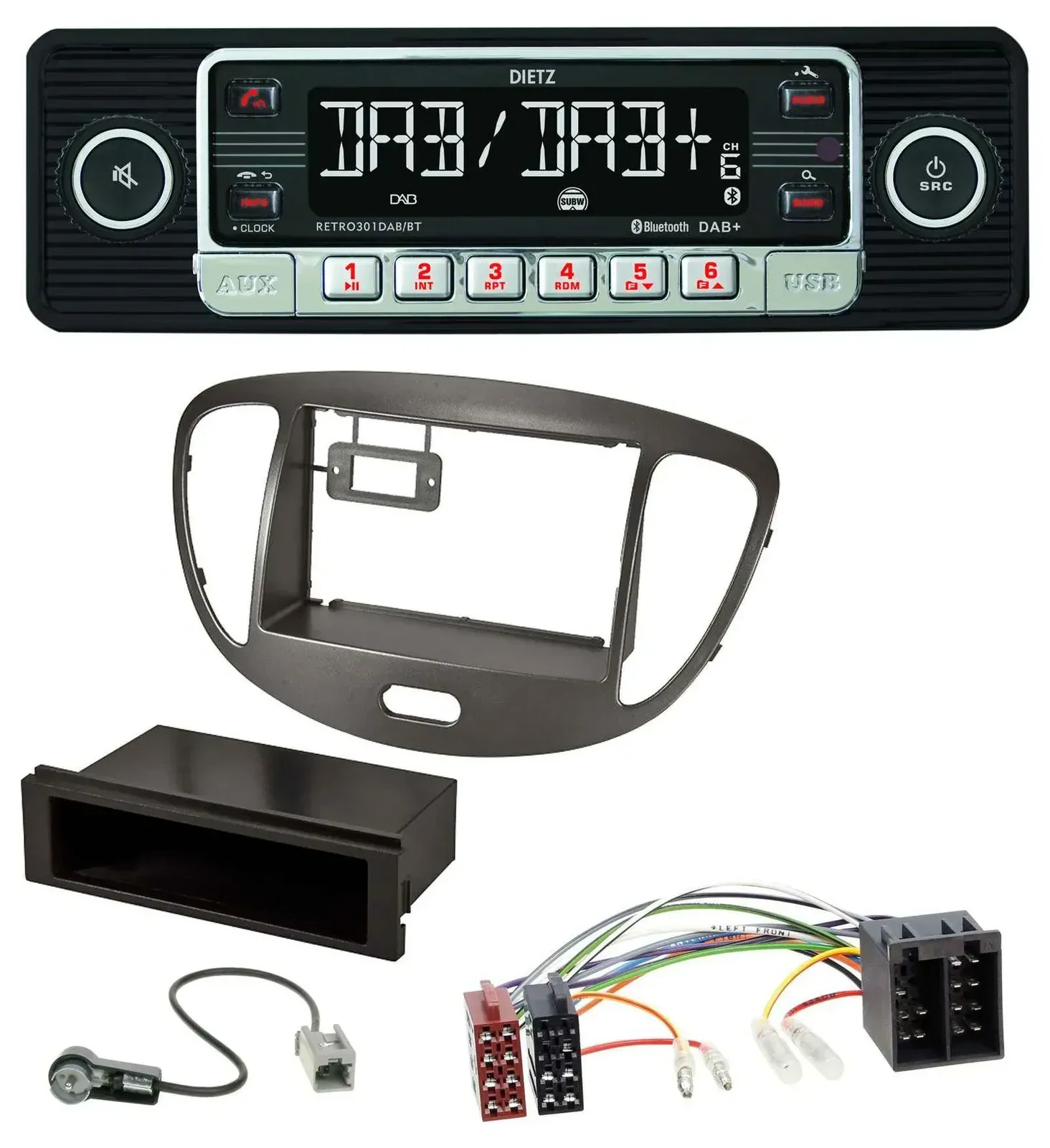 Dietz USB DAB MP3 Bluetooth Autoradio für Hyundai i10 2008-2013 dunkelsilber