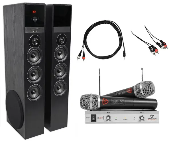 Rockville Bluetooth Home Theater/Karaoke Machine System w/Wireless Mics+Subs