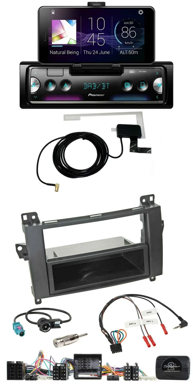 Автомагнитола для Mercedes A-Class W169/B-Class Pioneer DAB, Bluetooth, USB, поддержка управления на руле