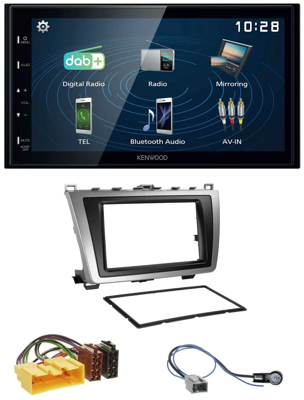 Kenwood 2DIN Bluetooth MP3 USB DAB Autoradio für Mazda 6 08-12 schwarz-silber