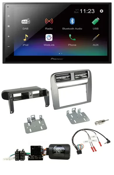 Pioneer USB Bluetooth DAB 2DIN Lenkrad Autoradio für Fiat Grande Punto anthrazit