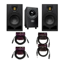 ADAM Audio A7V Studio Monitor Pair with ADAM Audio Sub10 Mk2 Sub and Cables