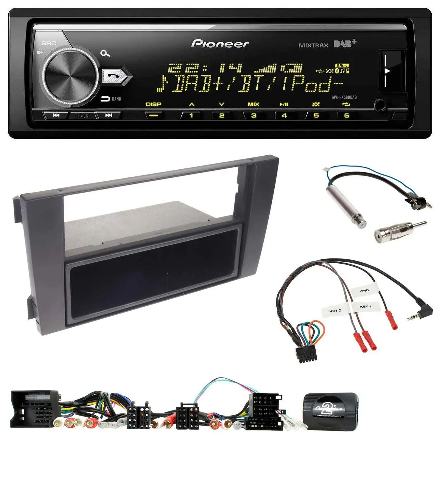 Pioneer Bluetooth USB DAB Lenkrad Autoradio für Audi A6 (2001-2004)