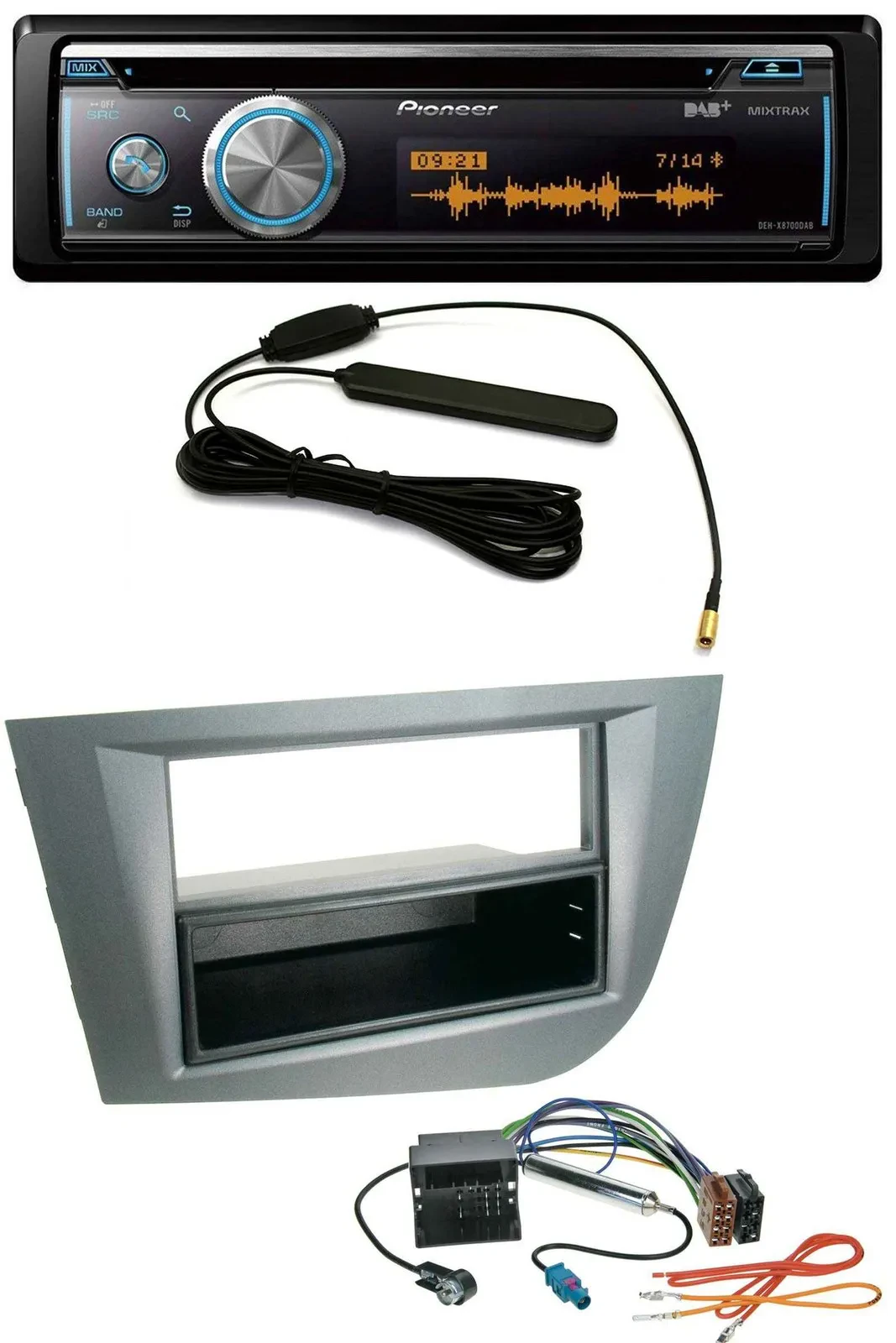 Автомагнитола Pioneer CD/USB/Bluetooth/DAB/MP3 для Seat Leon (с 2005), тёмно-серый металлик